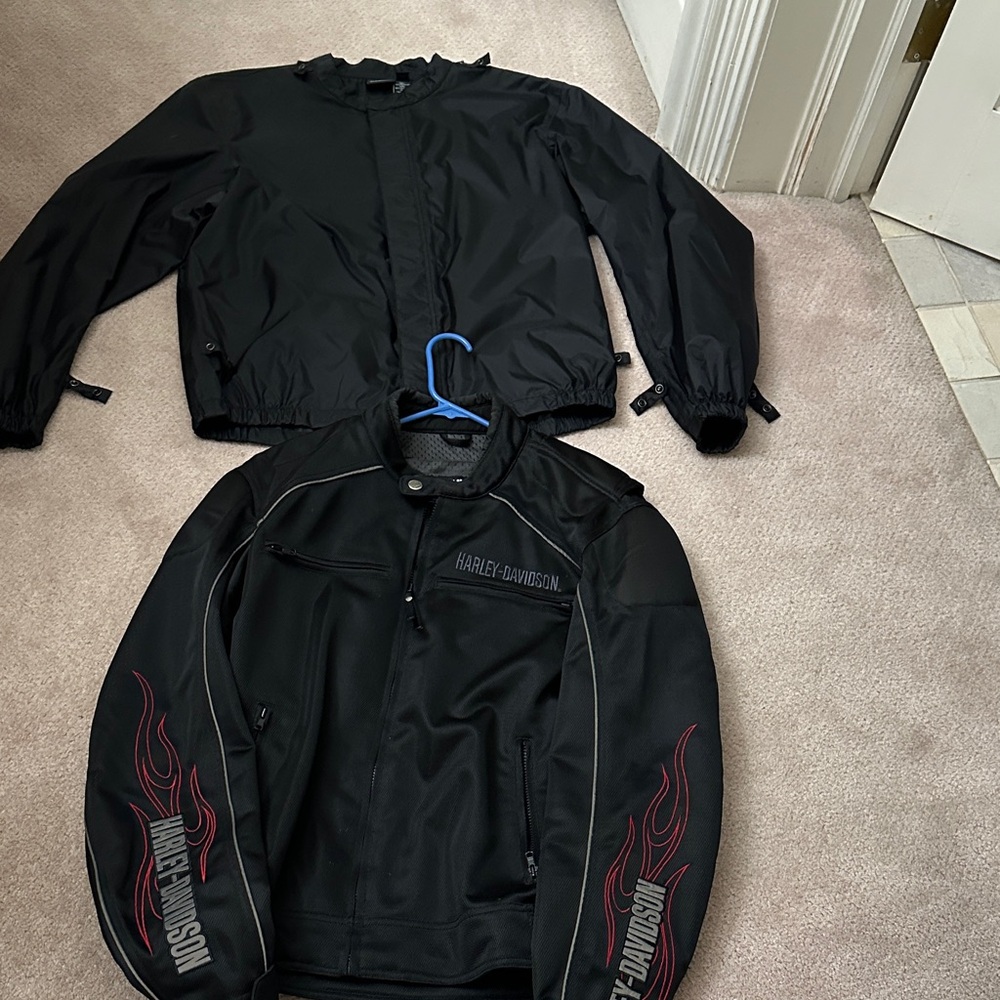 Harley-Davidson Black Jacket with Red and Grey Accents